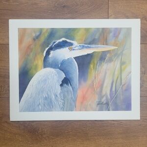 Giclee Watercolor Print of Great Blue Herin